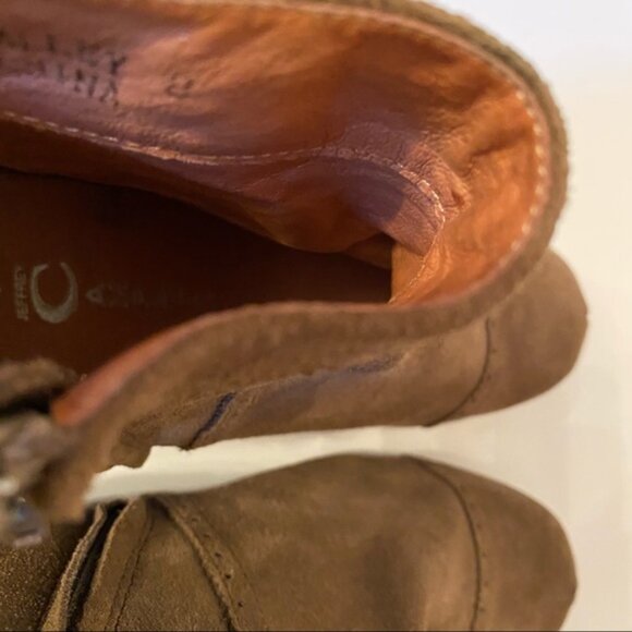 JEFFREY CAMPBELL SHOES BOOTS ANKLE BOOTIES BROWN SUEDE LEATHER WEDGE ZIP - Picture 12 of 15